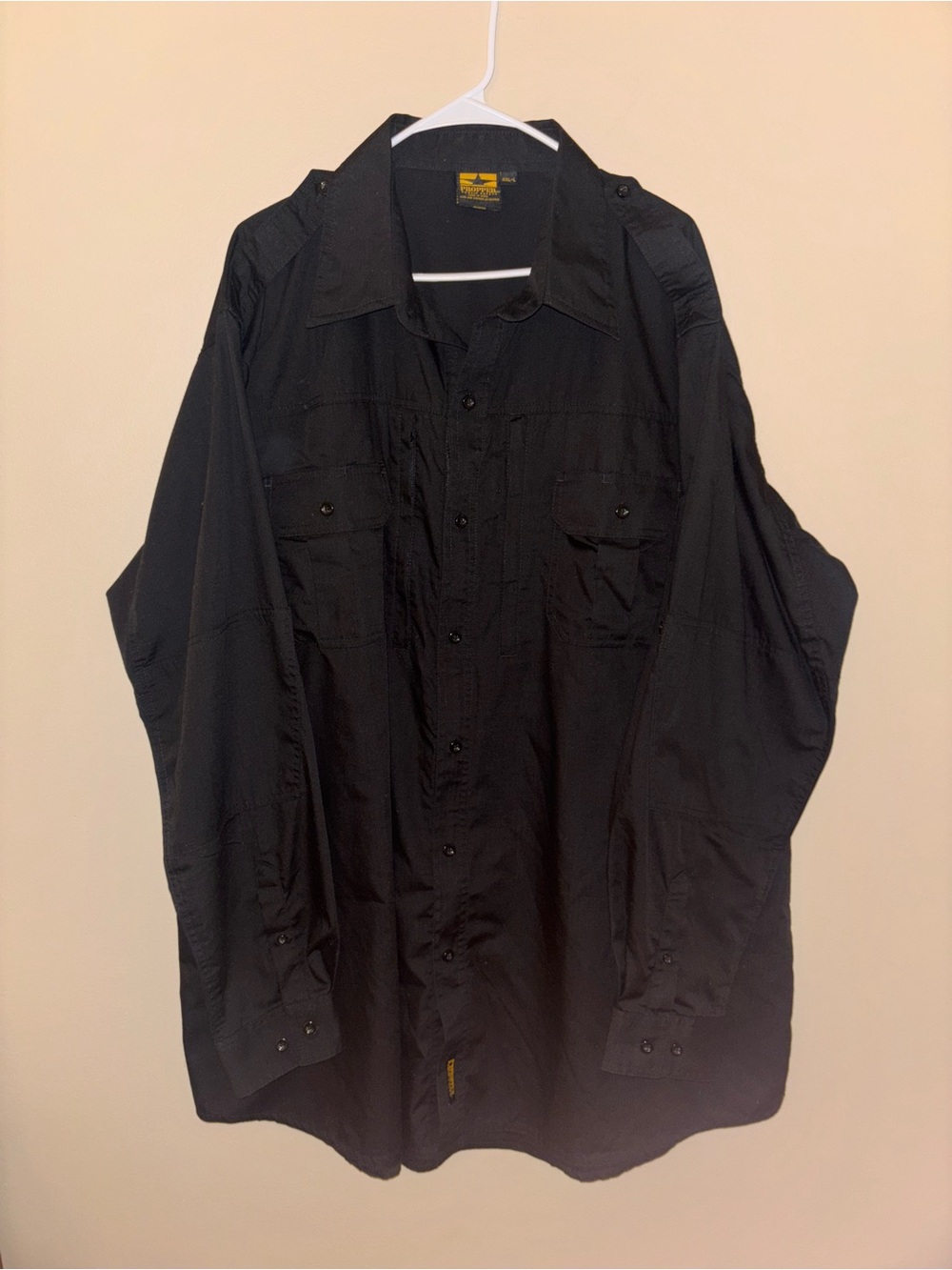 PROPPER Public Safety Men's Tactical Button-Up Shirt, Solid Black, XXL-L